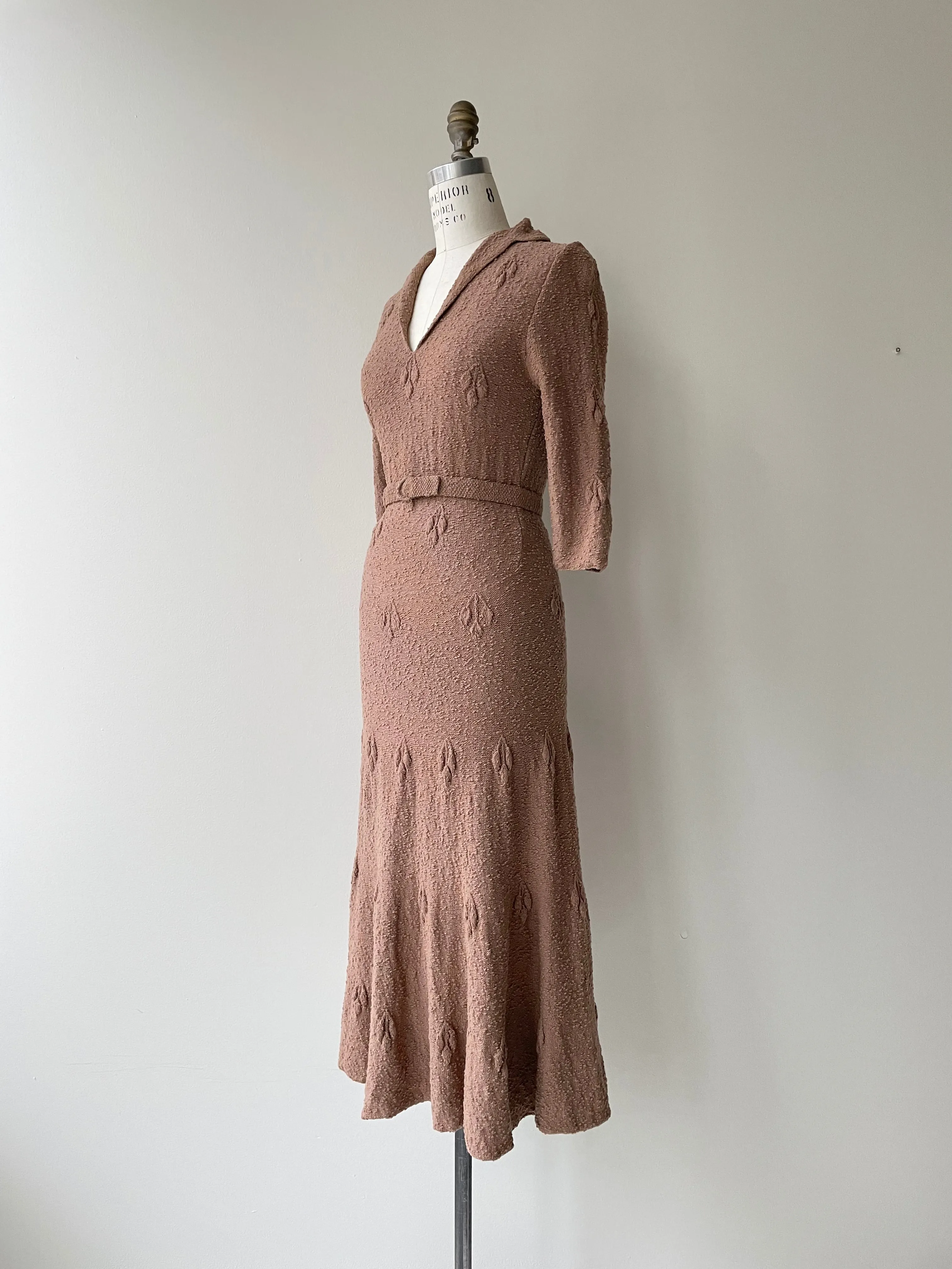 1930s Boucle Wool Knit Dress