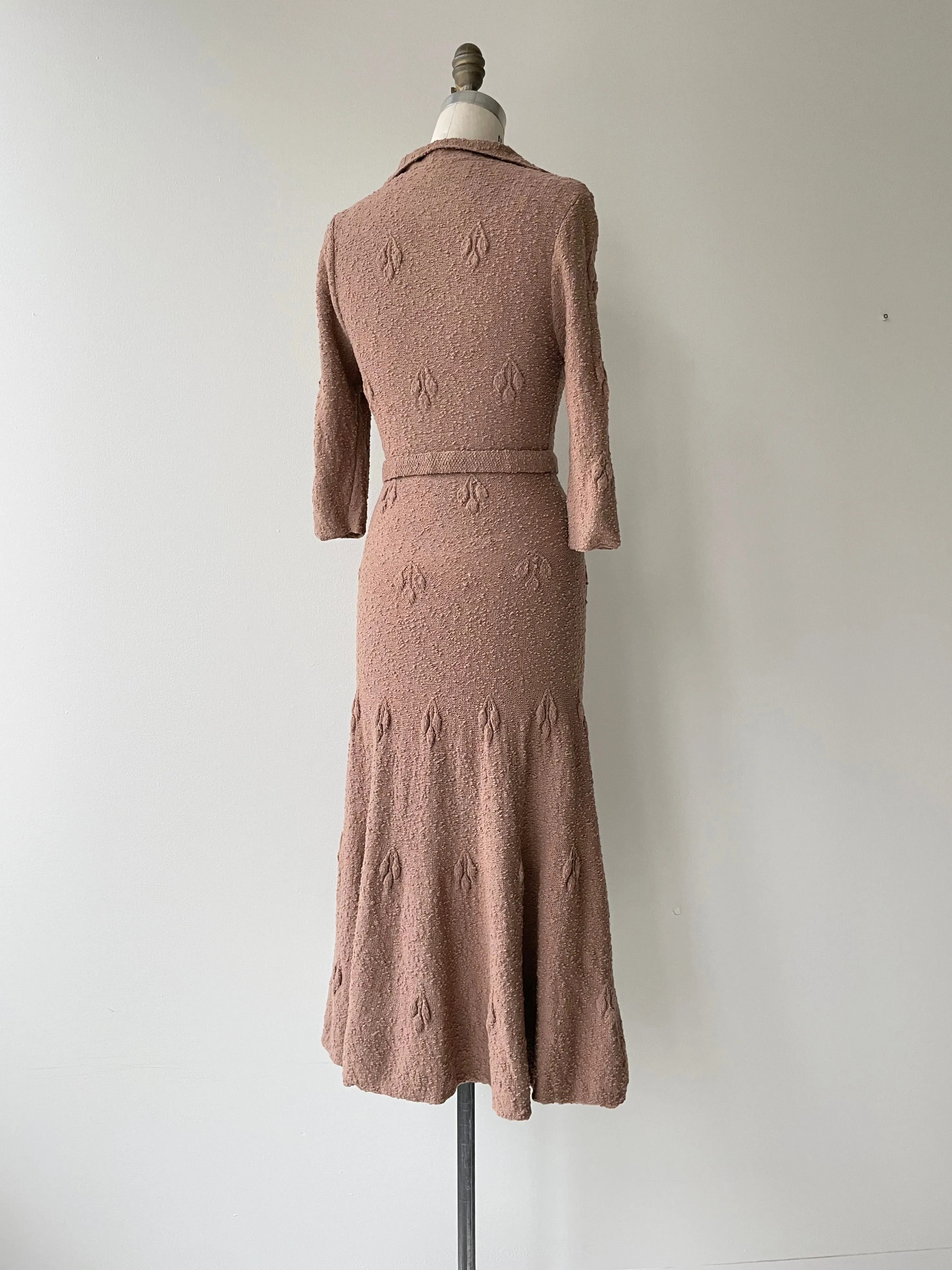 1930s Boucle Wool Knit Dress