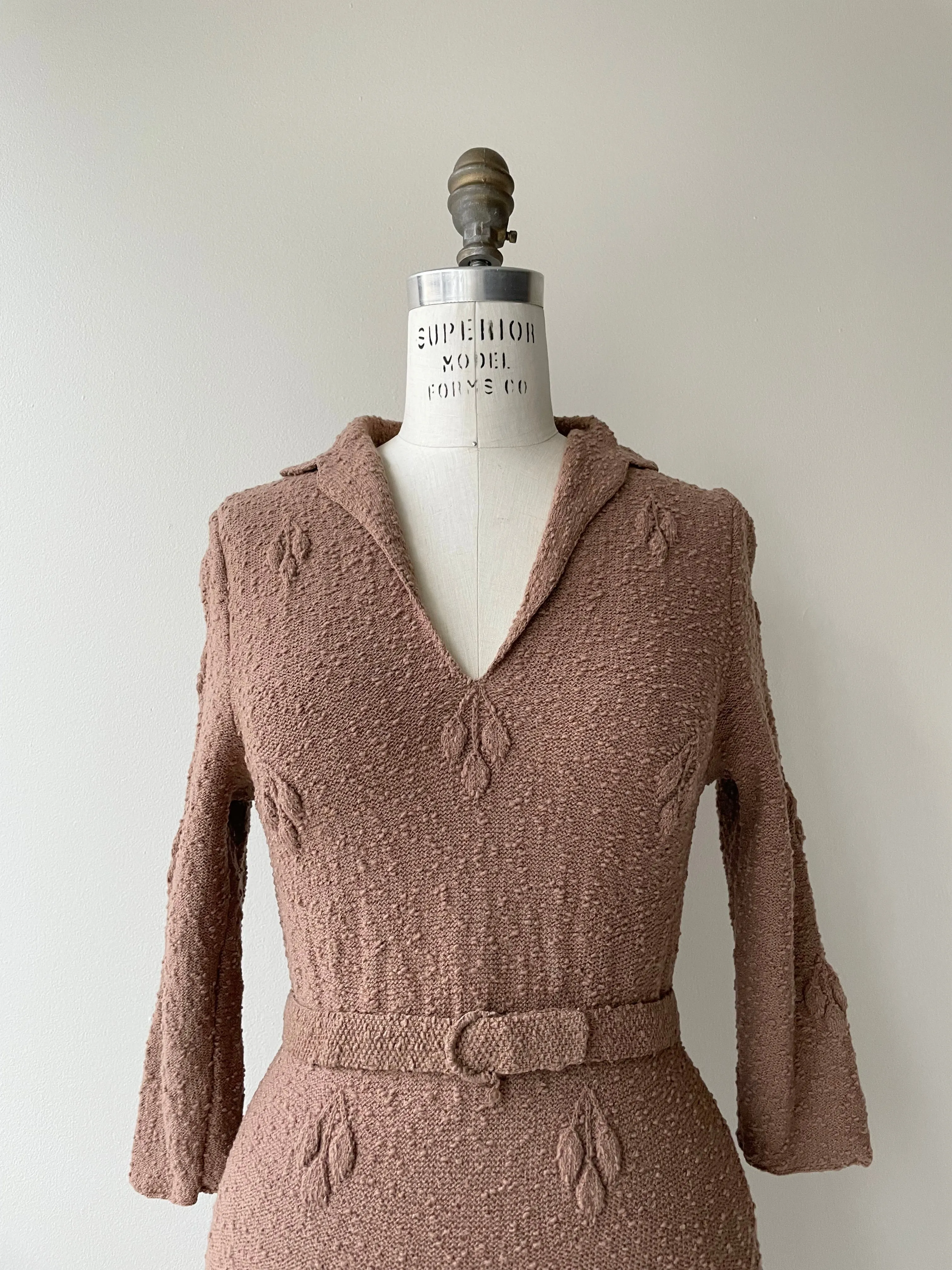 1930s Boucle Wool Knit Dress