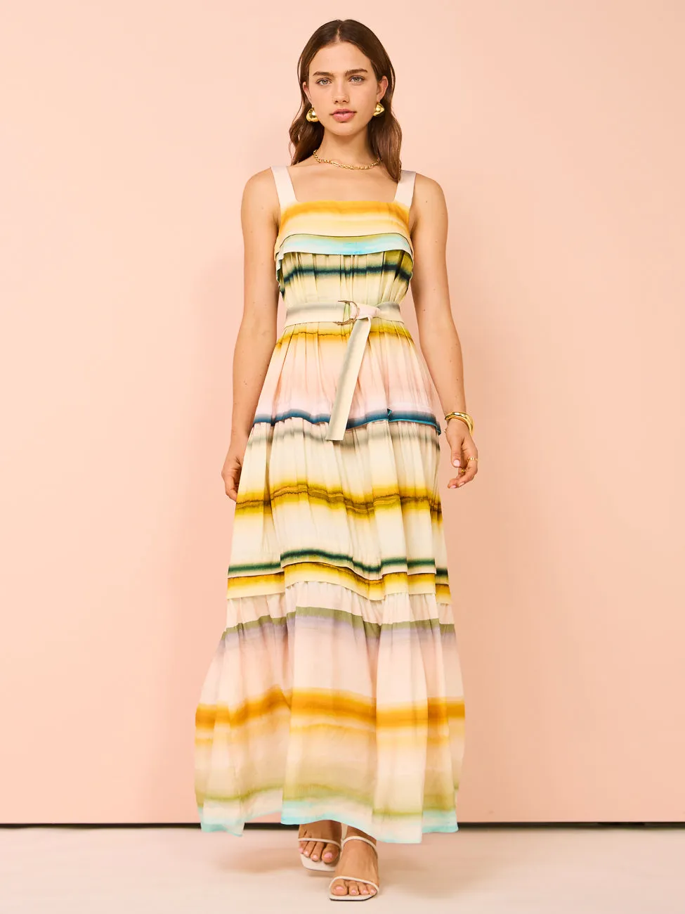 Acler Lomond Maxi Dress in Watercolour Stripe