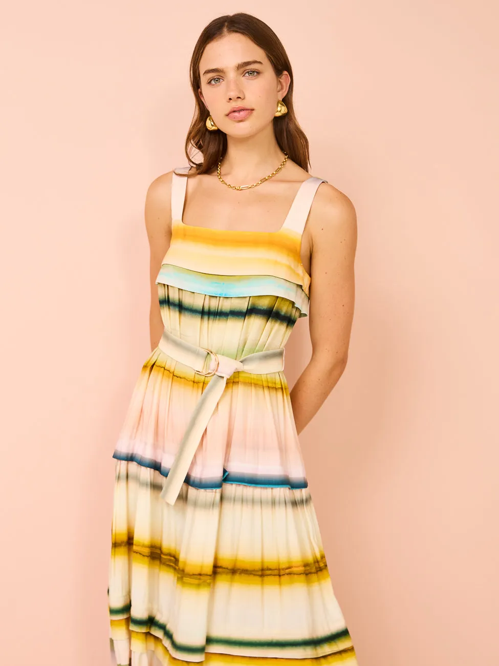 Acler Lomond Maxi Dress in Watercolour Stripe