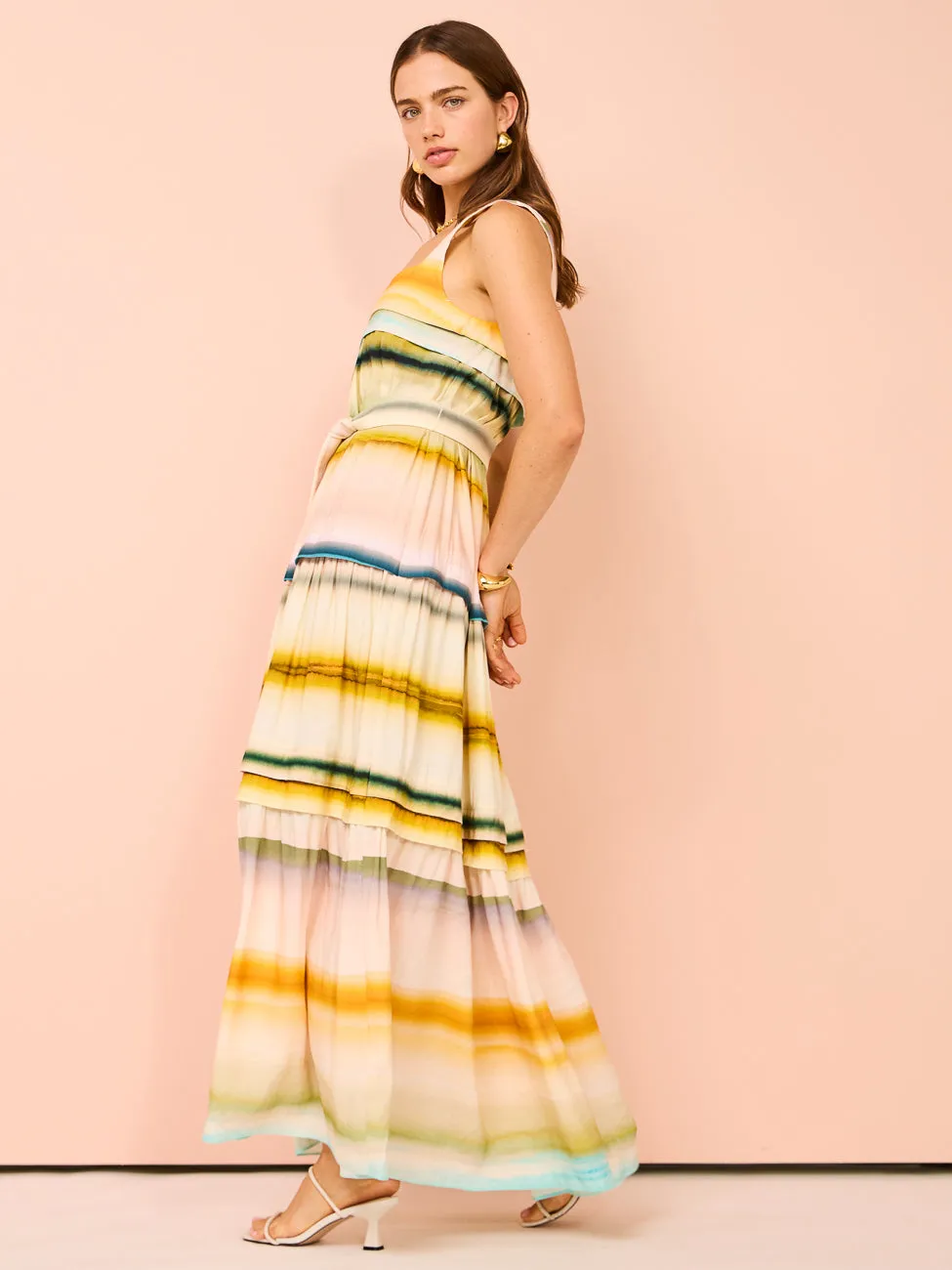 Acler Lomond Maxi Dress in Watercolour Stripe