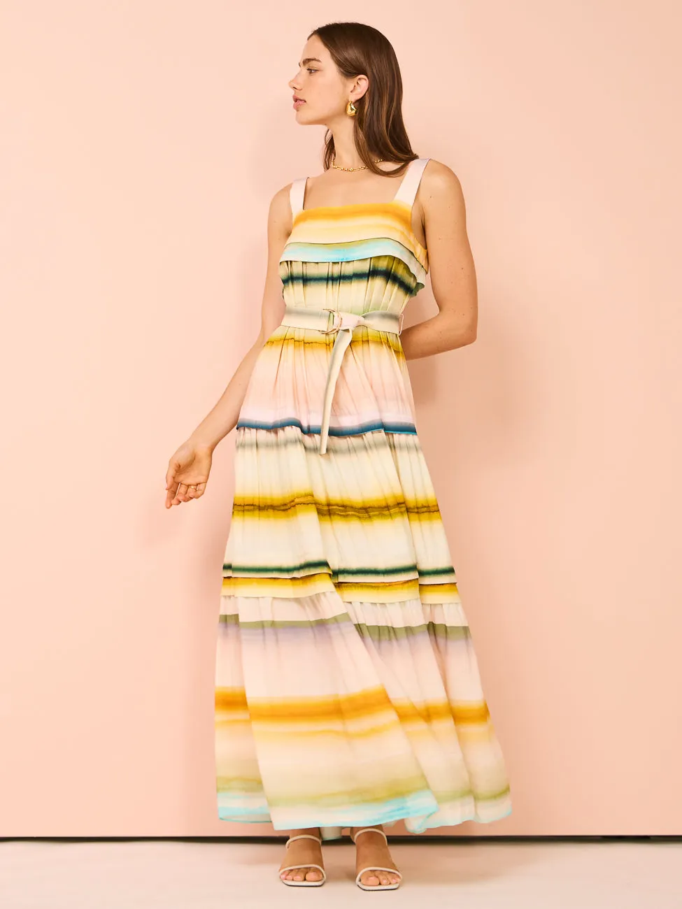 Acler Lomond Maxi Dress in Watercolour Stripe