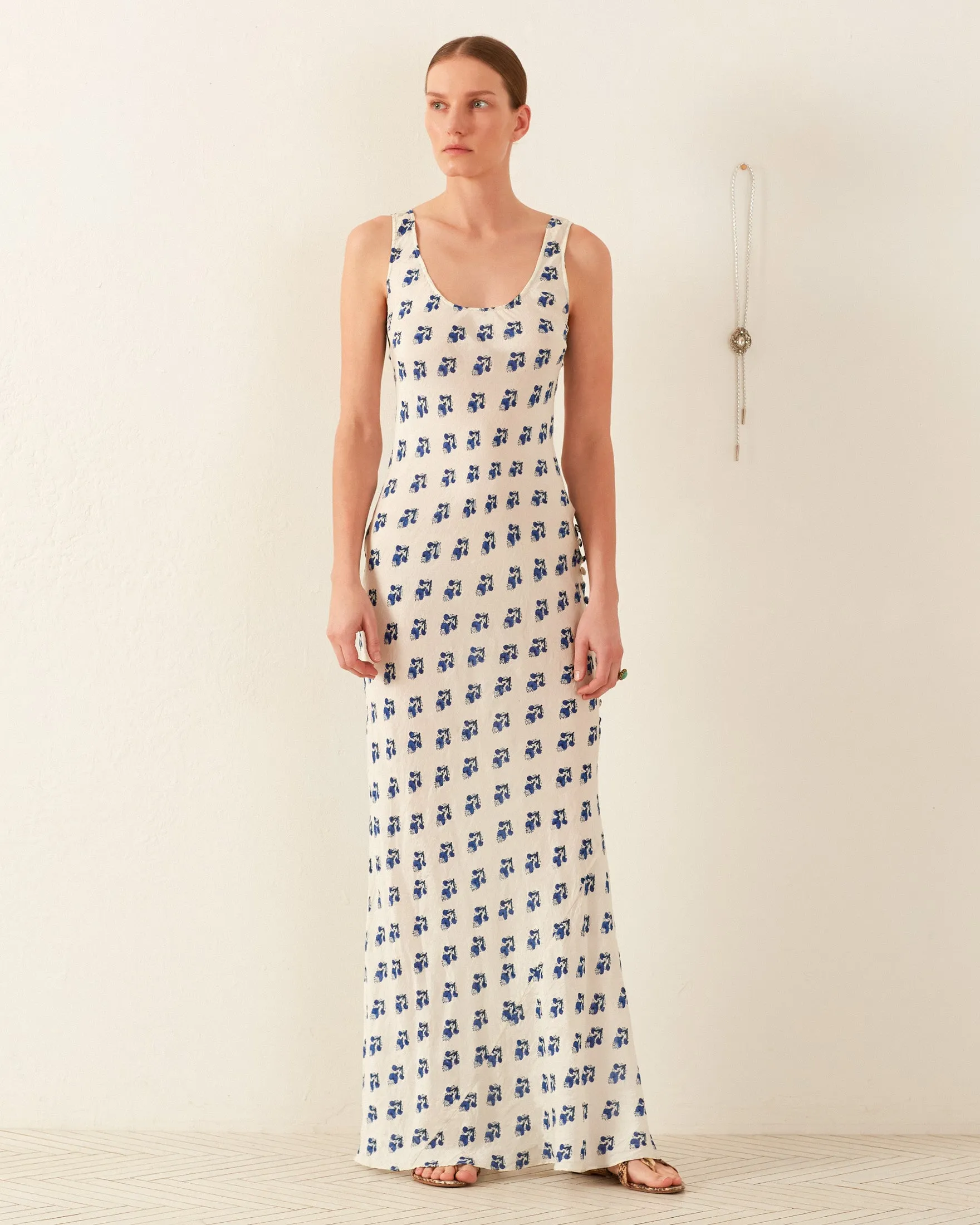 Adele Indigo Bhutti Silk Dress