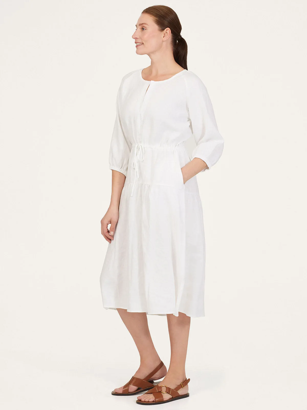 Alana Hemp Midi Dress - White