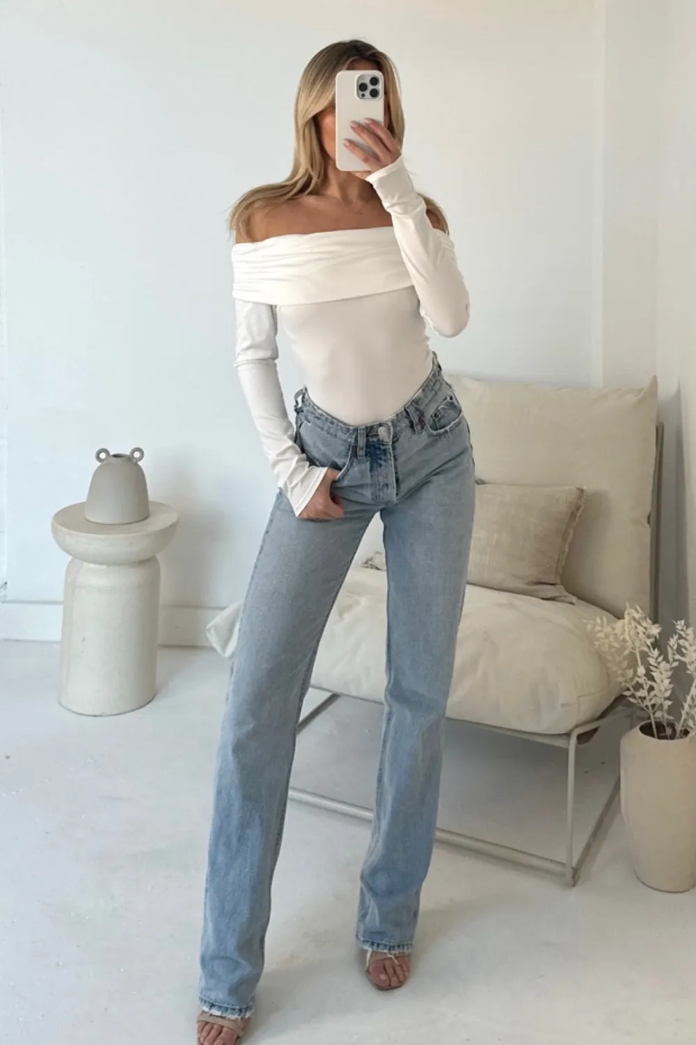 Amanda white off shoulder bodysuit