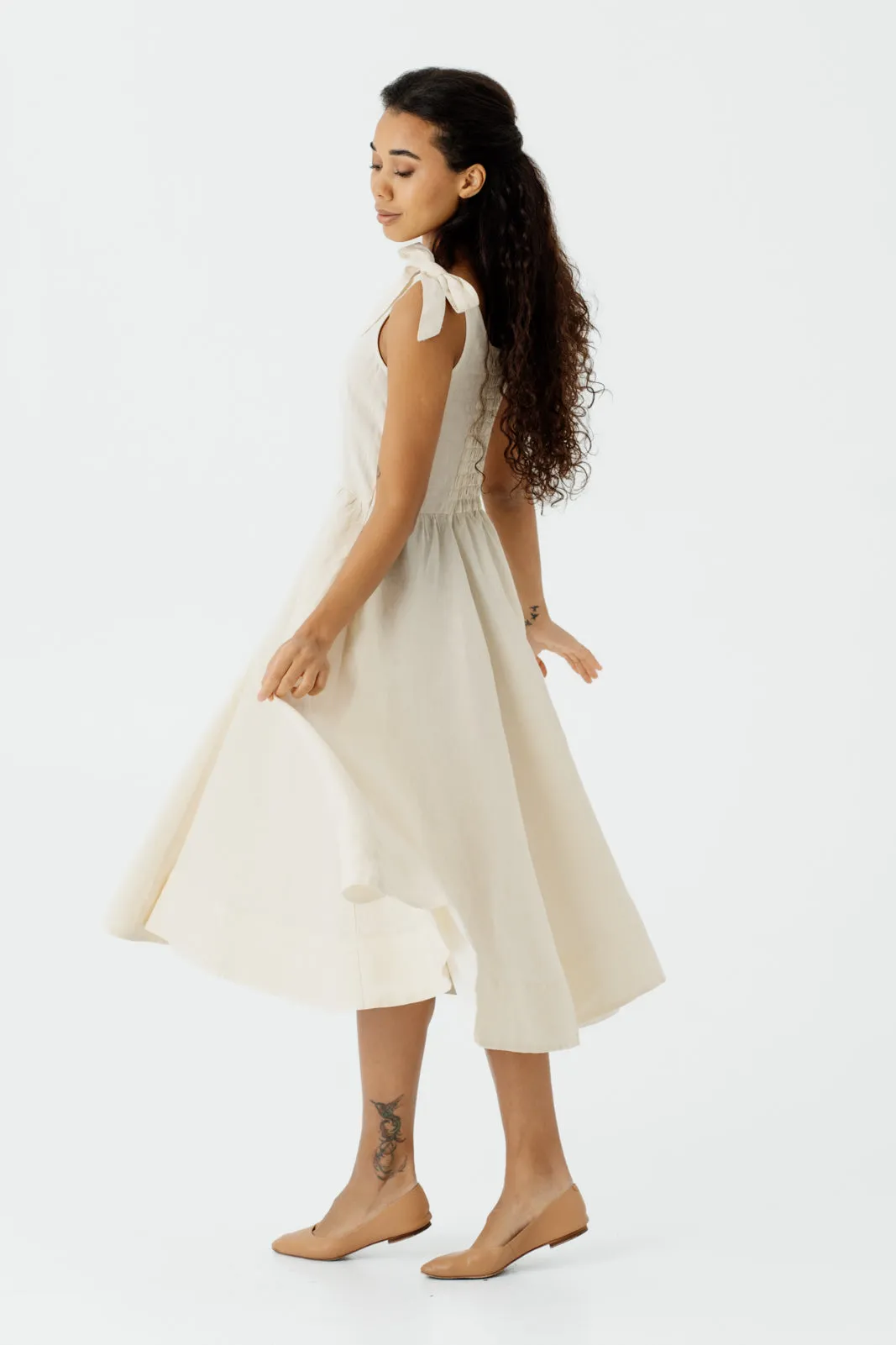 Amelia Dress, Sleeveless, Hemp, Milky White