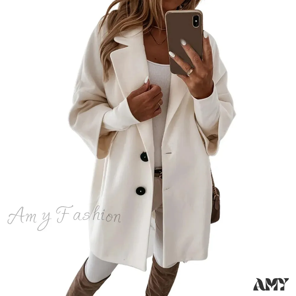 Amy Fashion - Casual Woolen long Overcoat