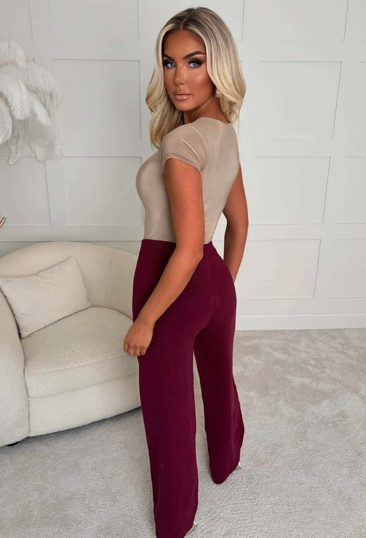 Anabella Burgundy Knitted Trousers