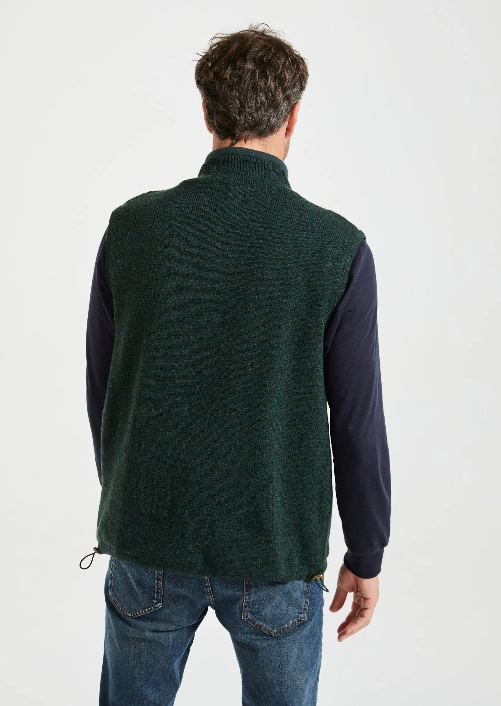 Aran Full Zip Fleece Gilet | Green