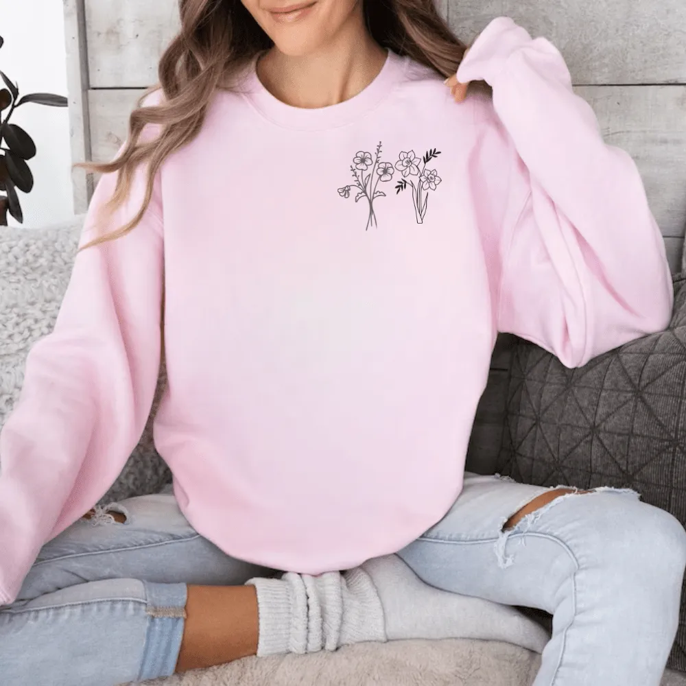 Birth Month Flower Crewneck  Sweatshirt