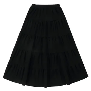 Black Jersey Tiered Maxi Skirt