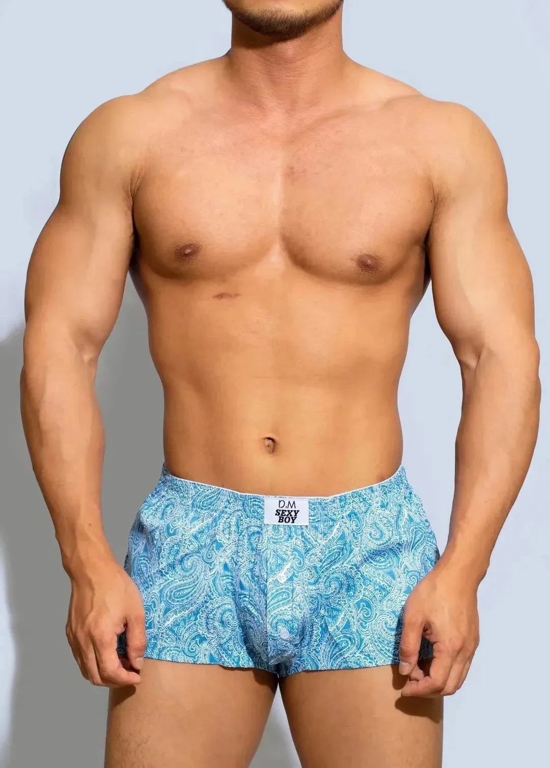 Blue Geometric Quick Drying Cotton Boxer