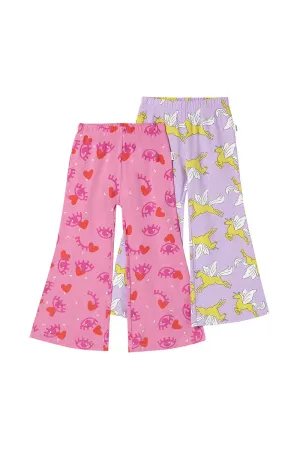 Bonds Kids Next Gen Flared Legging 2 Pack - Mythical Magic/ Eye Love Pink