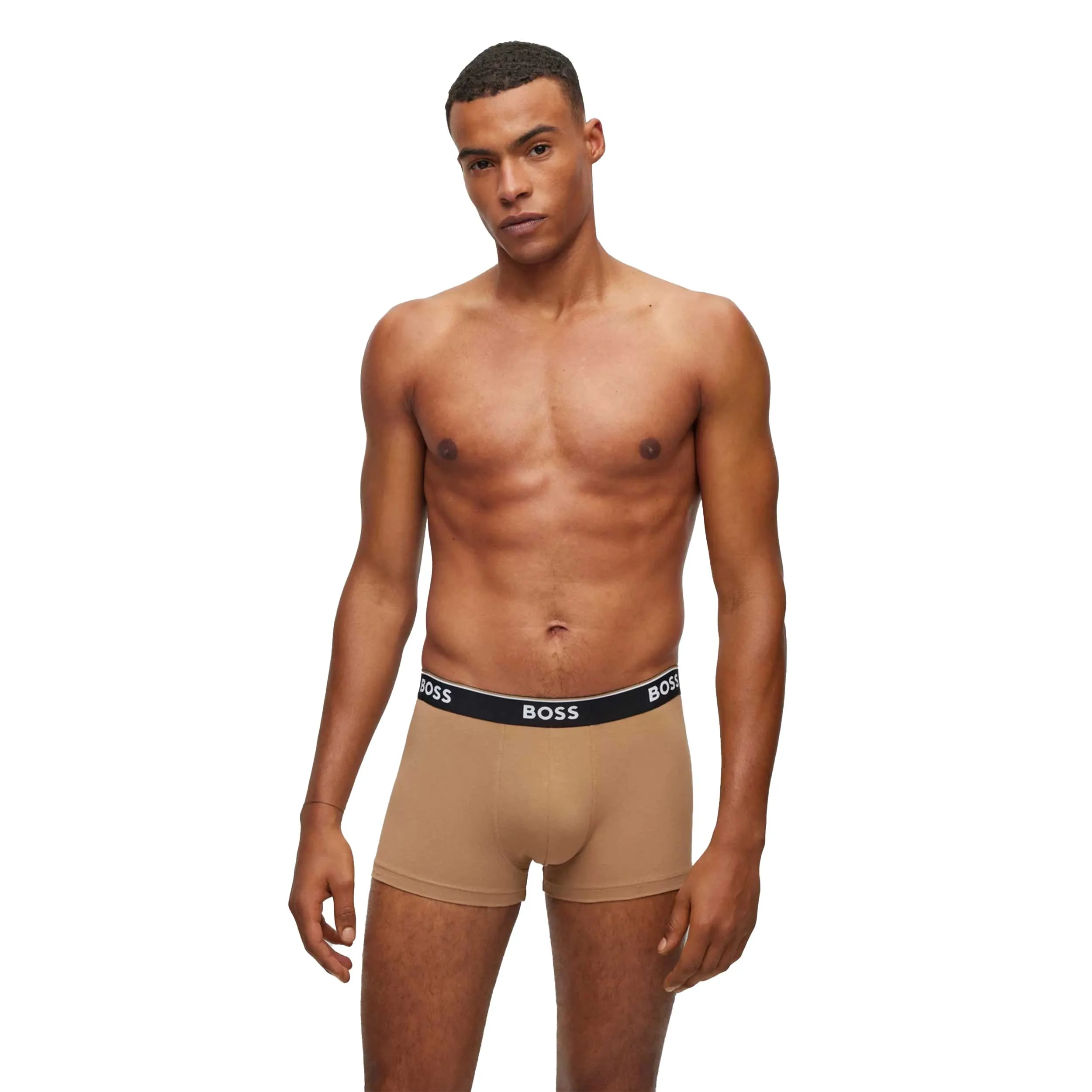 BOSS Trunk 3P Power Underwear in Black, White & Beige