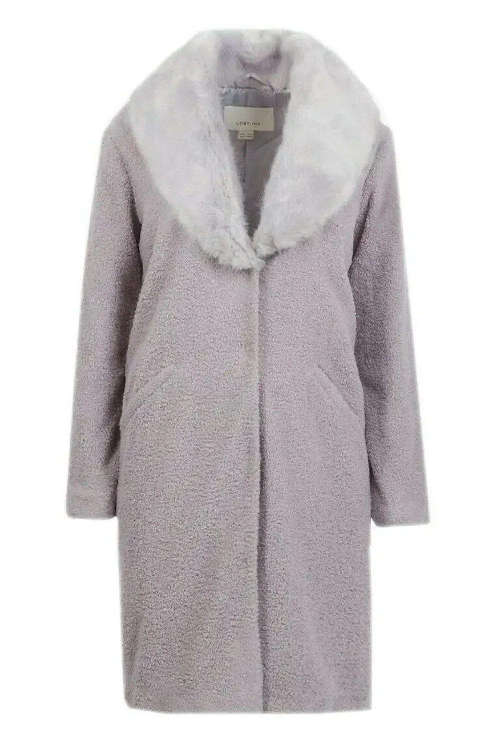 Boucle Teddy Coat Fur Collar