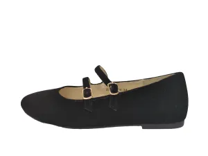 Boutaccelli  Black Velvet Buckle Double Strap Penelope