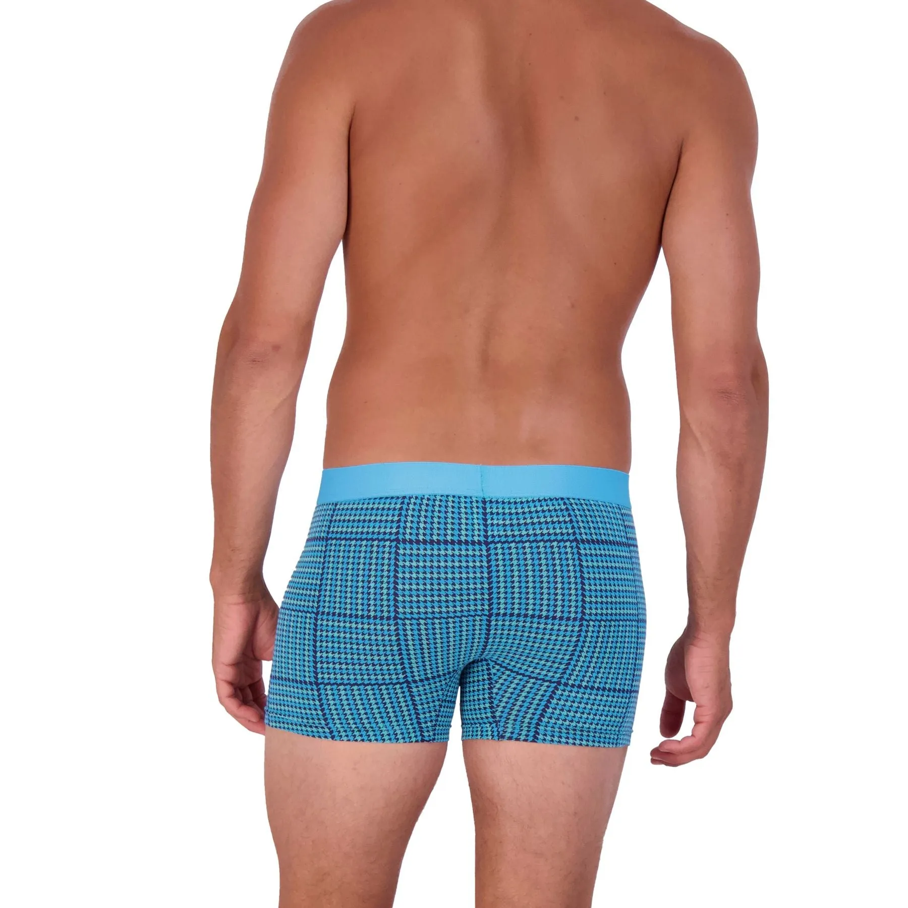 Boxer Brief w/ Fly in Blue Houndstooth by Wood Underwear