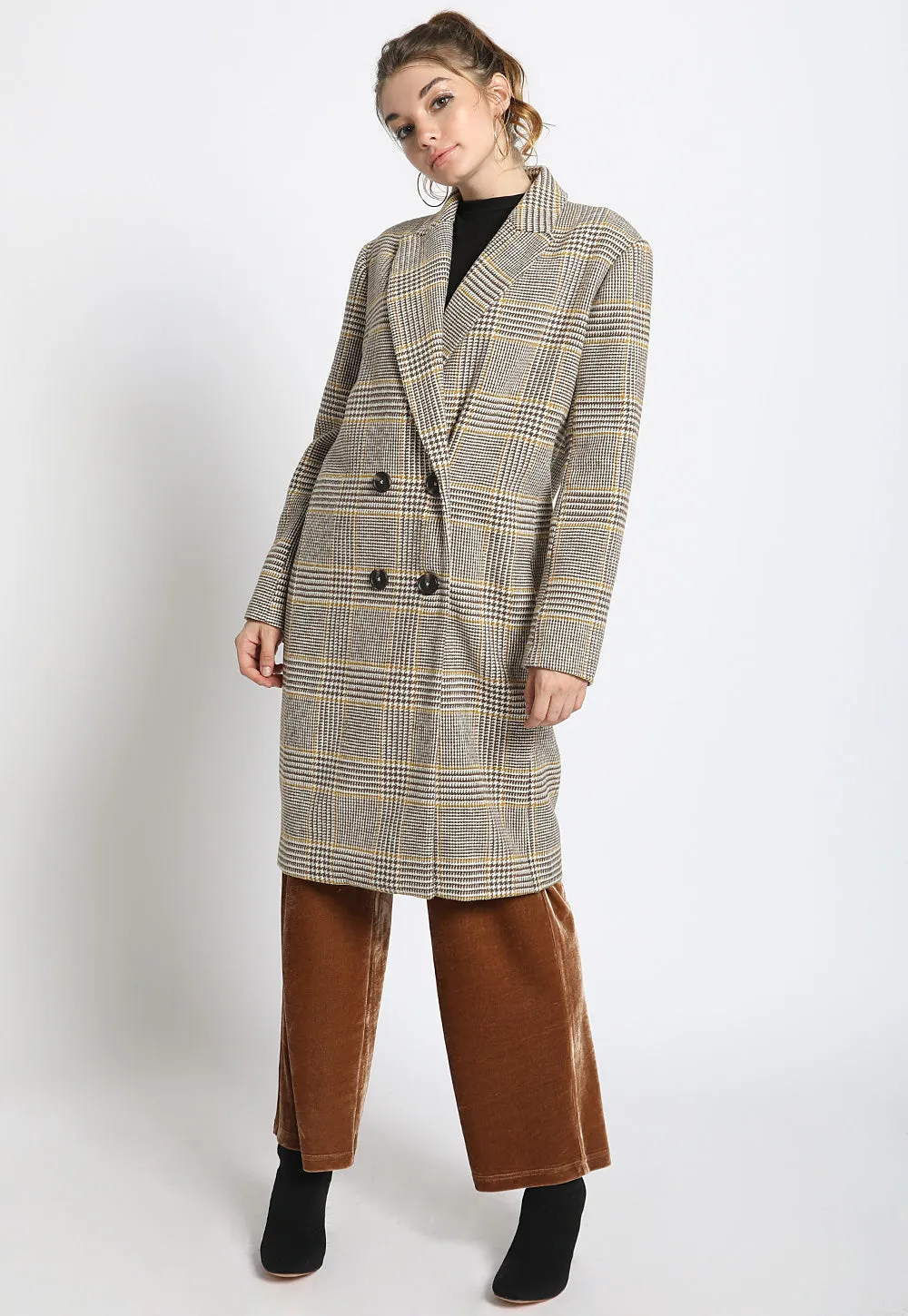 Boyfriend Plaid Overcoat