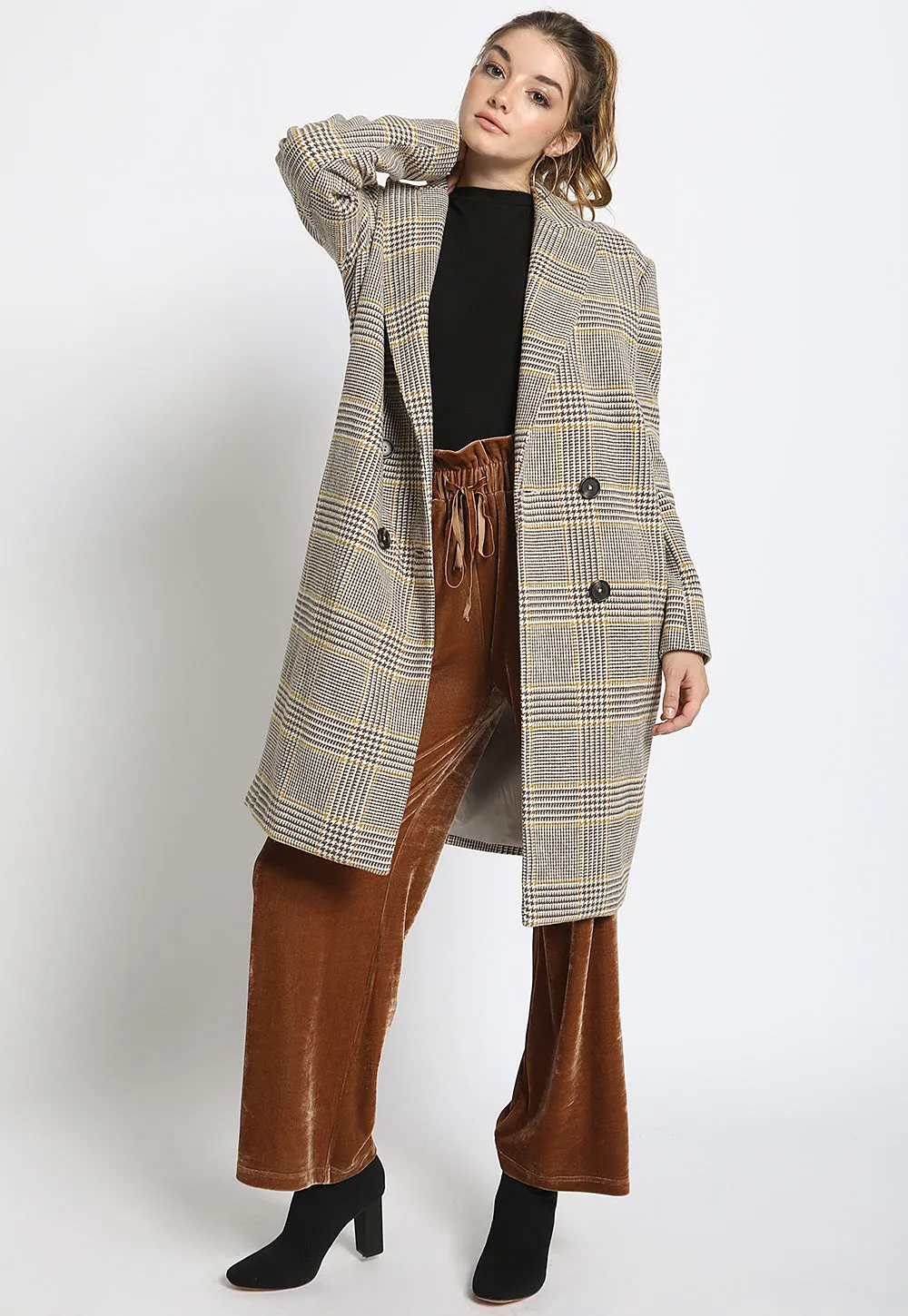 Boyfriend Plaid Overcoat