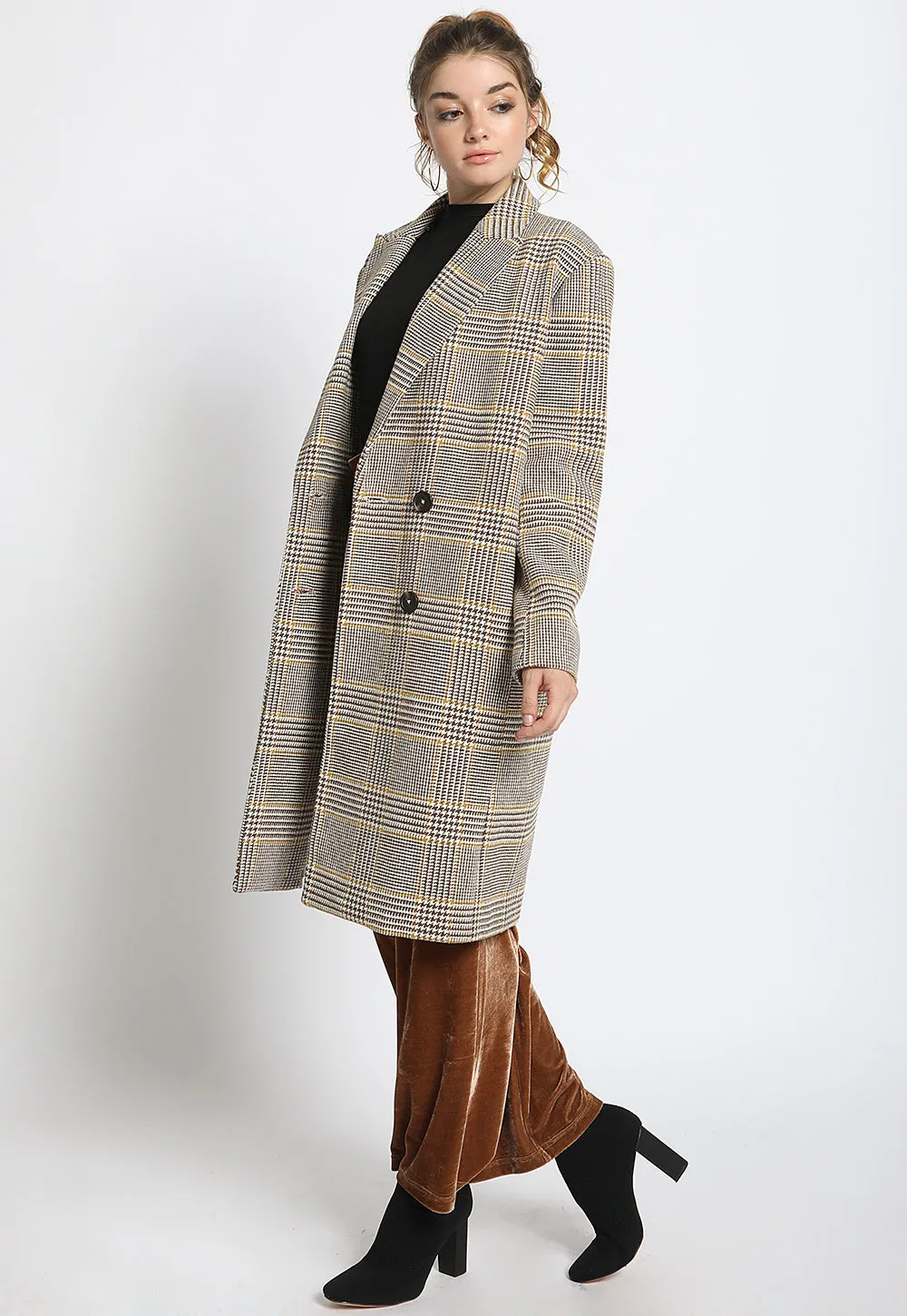 Boyfriend Plaid Overcoat