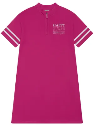 Bright Pink French Terry Short Sleeve Dress (2-7)