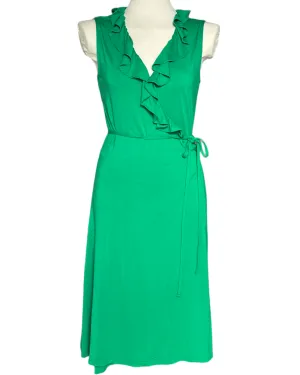 Bright Spring Shamrock Sleeveless Ruffle Wrap Dress