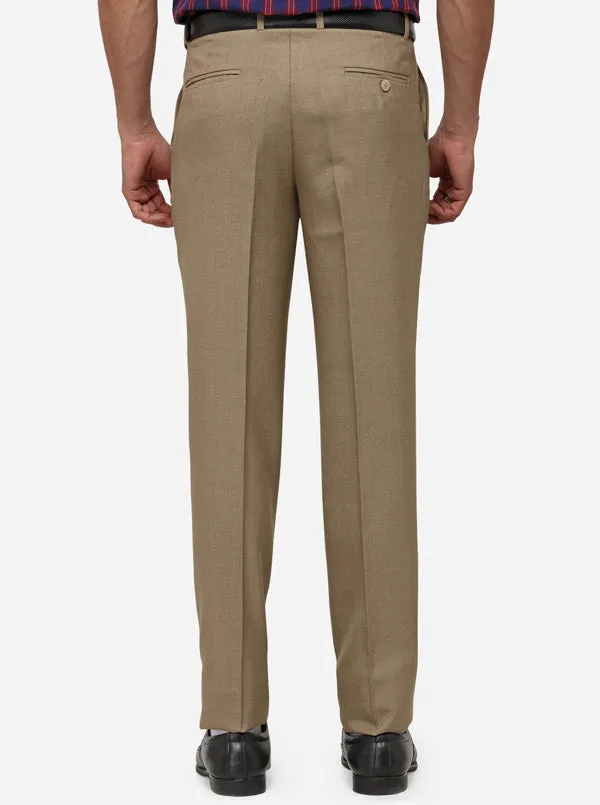 Brown Classic Fit Solid Formal Trouser | Greenfibre