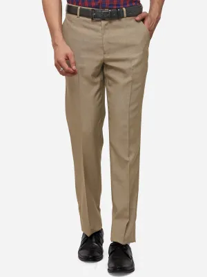 Brown Classic Fit Solid Formal Trouser | Greenfibre