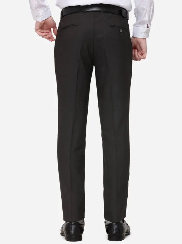 Brown Solid Super Slim Fit Formal Trouser | Greenfibre