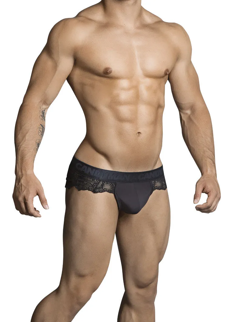 Candyman Lace Thong Underwear Black 99304 Size S