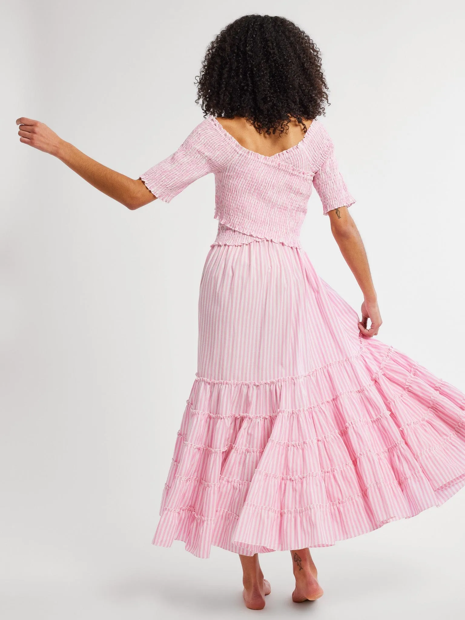 Celia Dress in Bubblegum Stripe