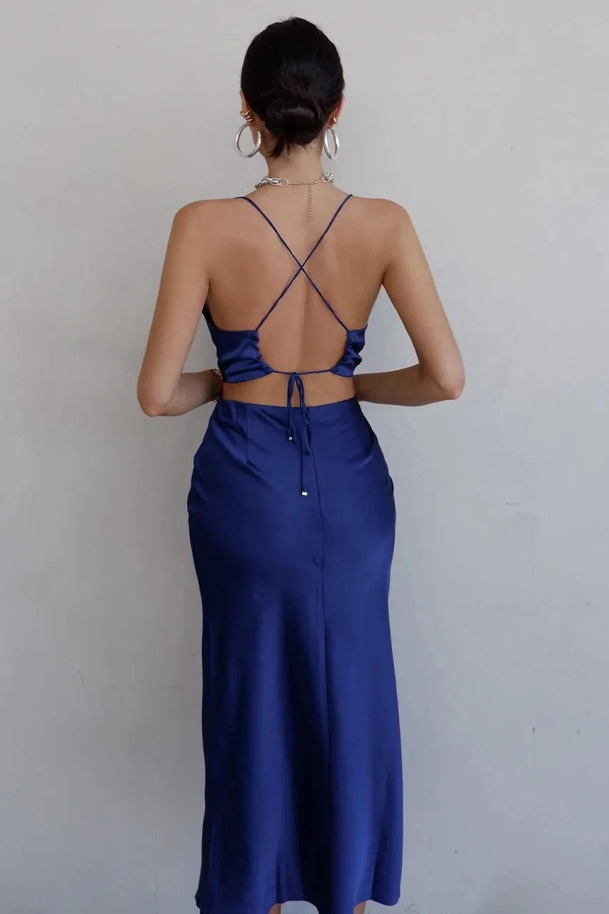 Charis navy slip dress