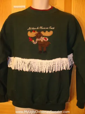 Christmas Sweatshirt LET THERE BE MOOSE ON EARTH