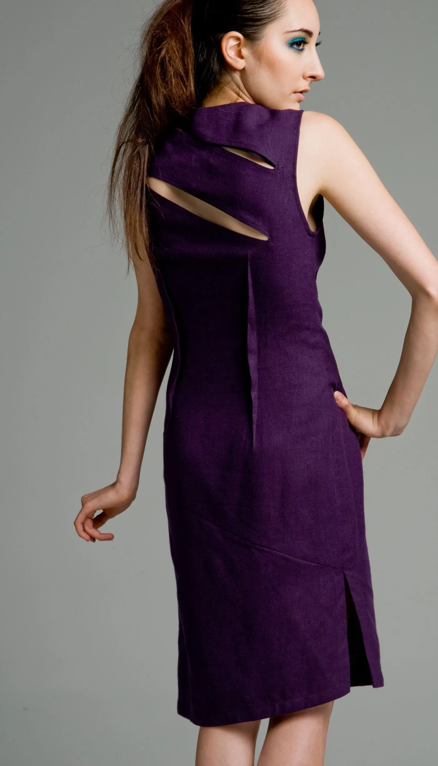 Classic Cut Out Dress w/ Reversible Obi Belt