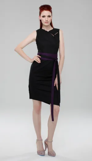 Classic Cut Out Dress w/ Reversible Obi Belt