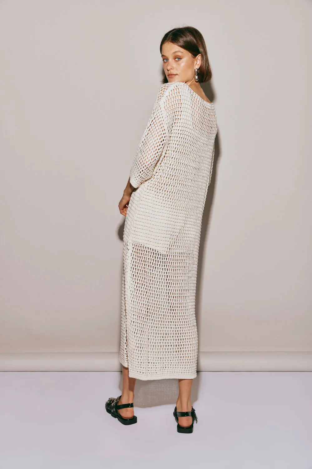 Cora Knit Midi Dress Cream