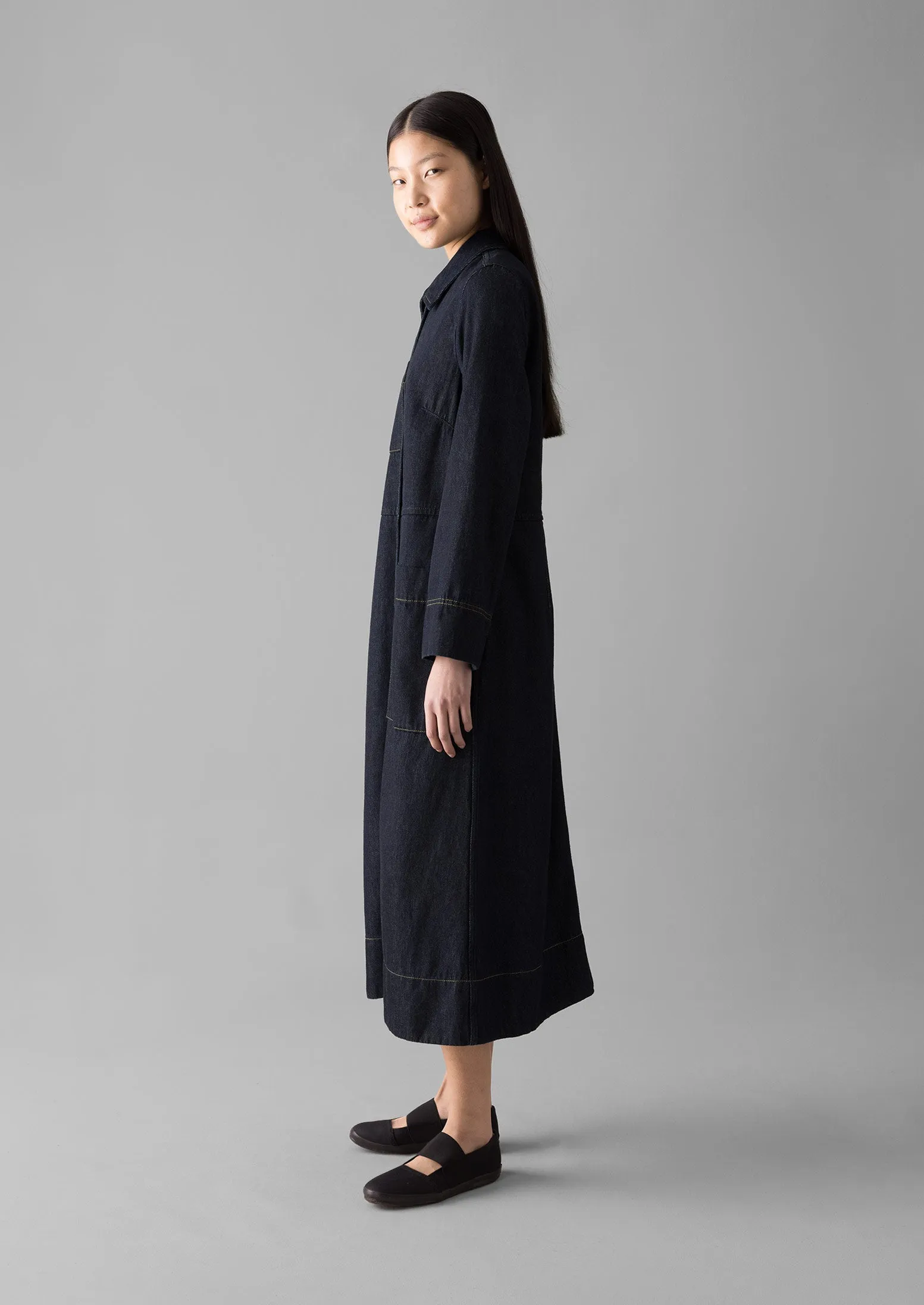 Cotton Hemp Denim Dress | Indigo