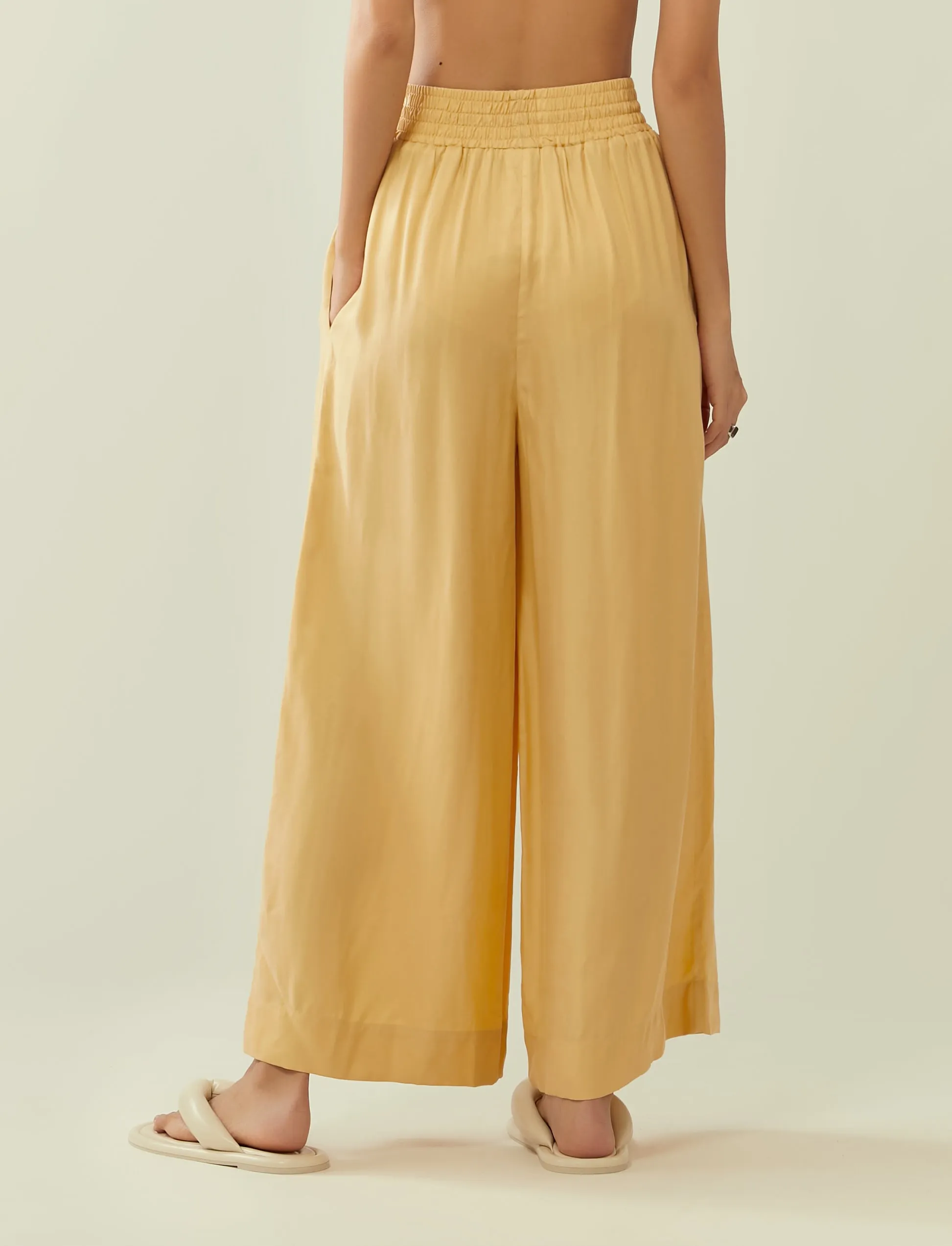 cupro drawstring flared pants