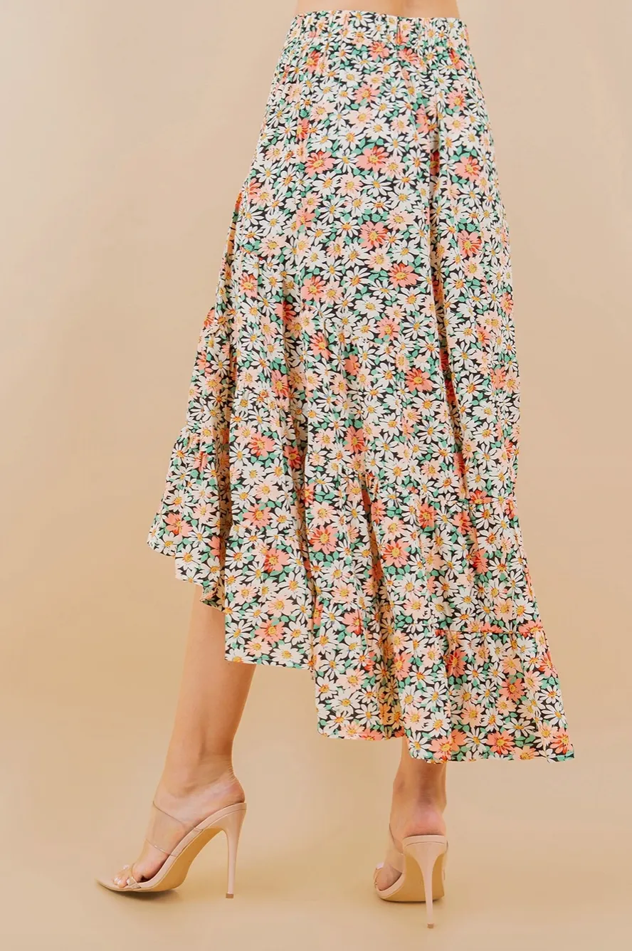 Daisy Print  Hi-Low Skirt