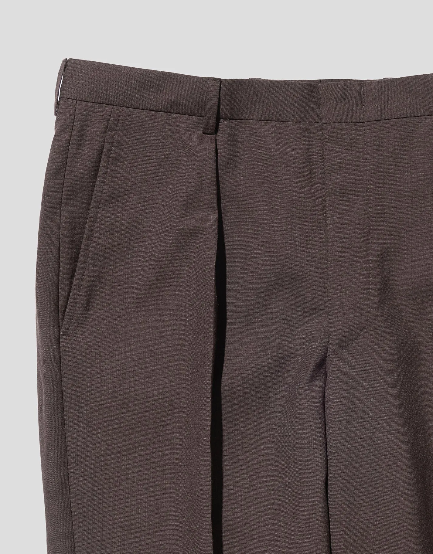 DARK BROWN SINGLE PLEAT WOOL TROUSER