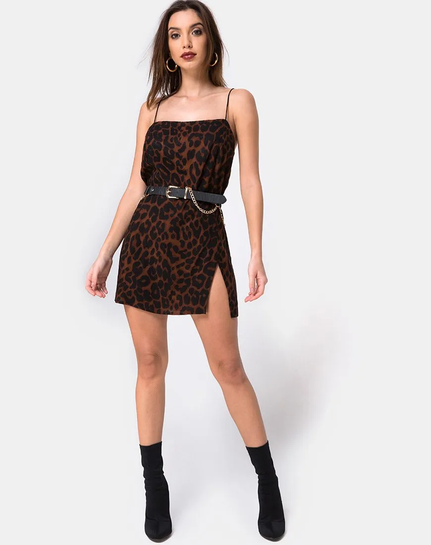 Datista Slip Dress in Oversize Jaguar Brown