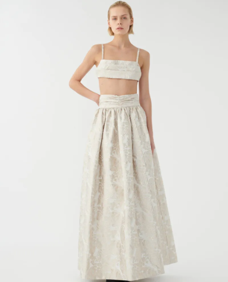 Dea Kudibal Silver Metallic Tapestry Maxi Skirt