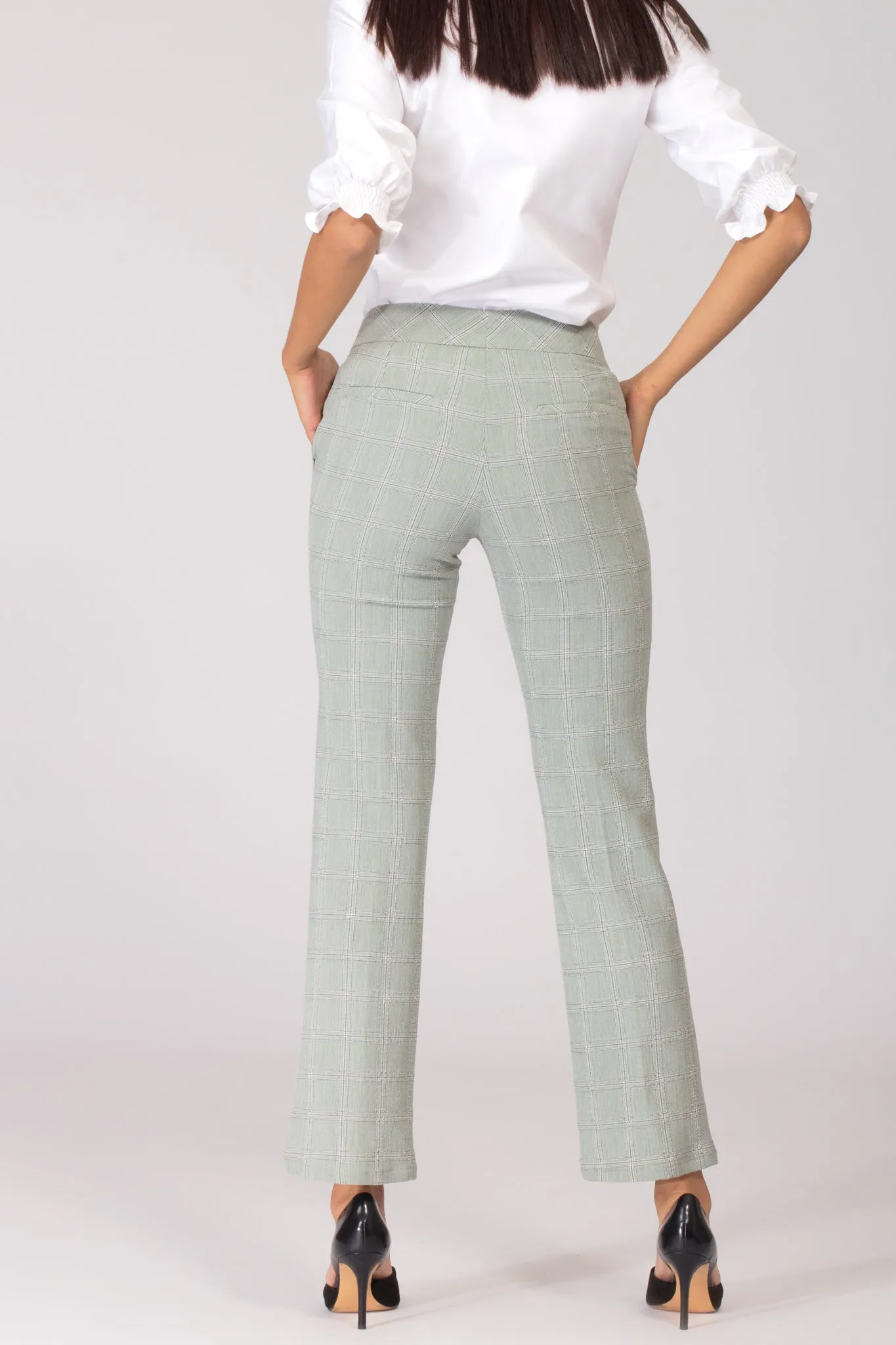 Delina Herringbone Flared Pants