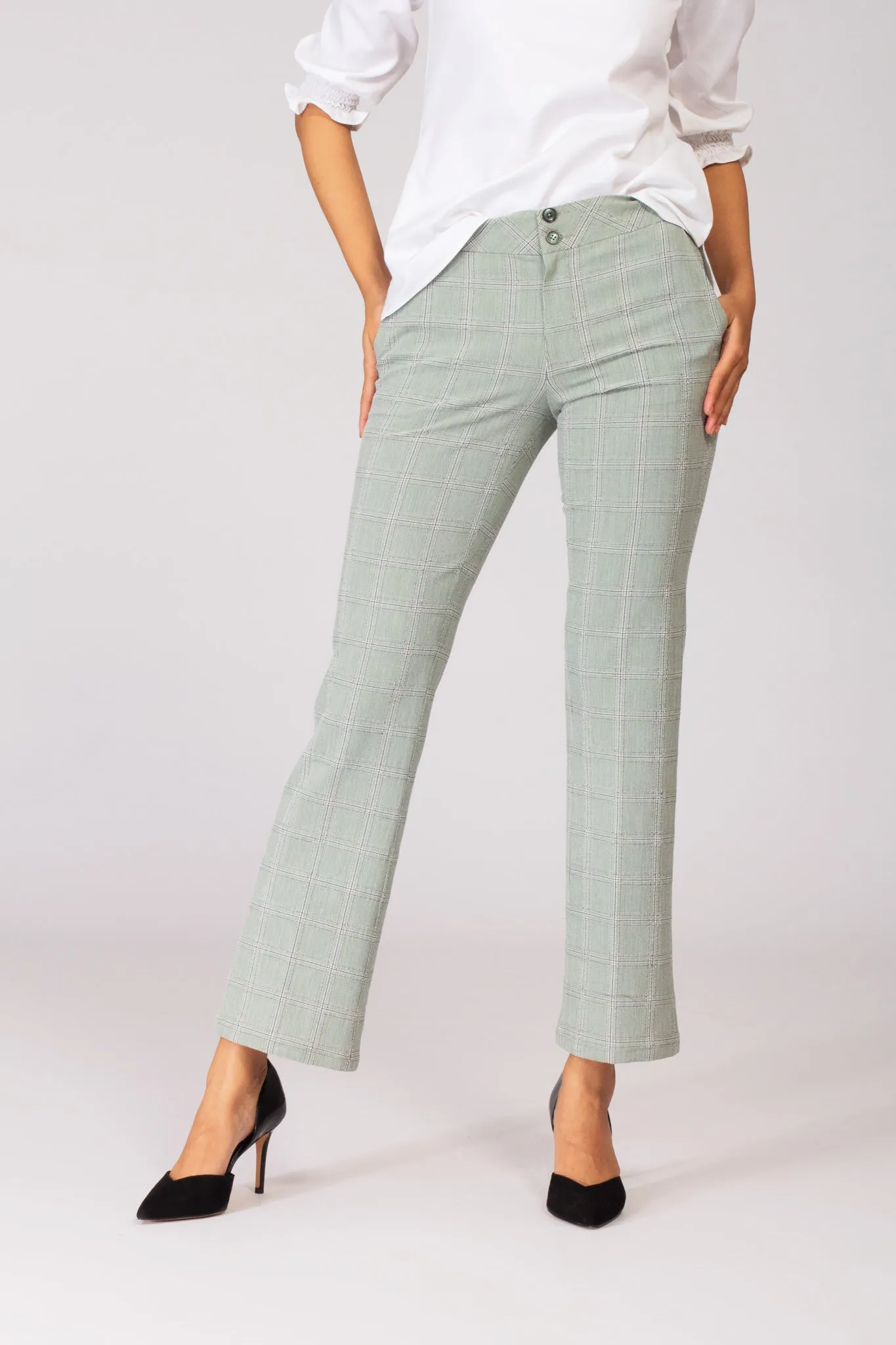 Delina Herringbone Flared Pants