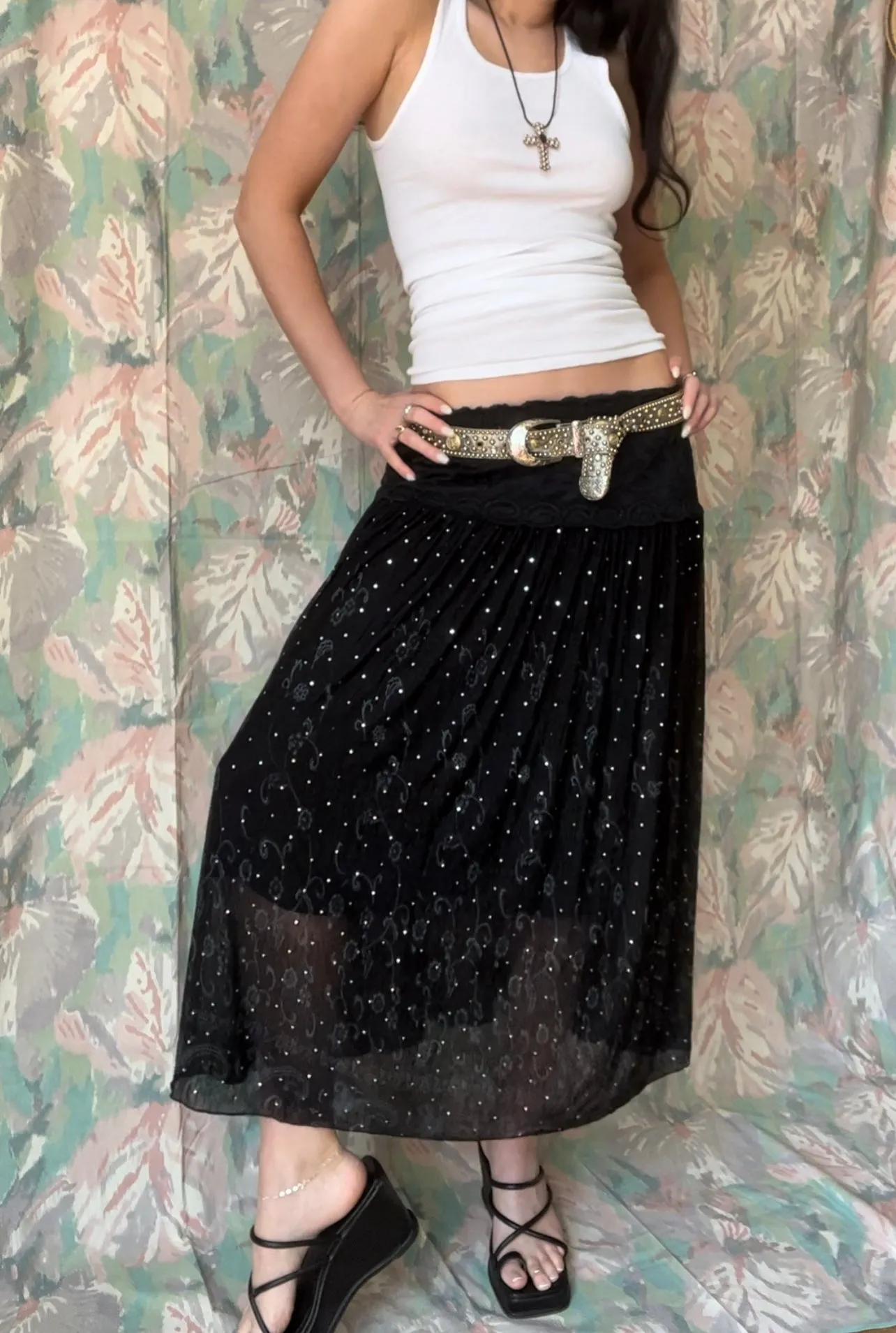 Disco Glitter Maxi Skirt