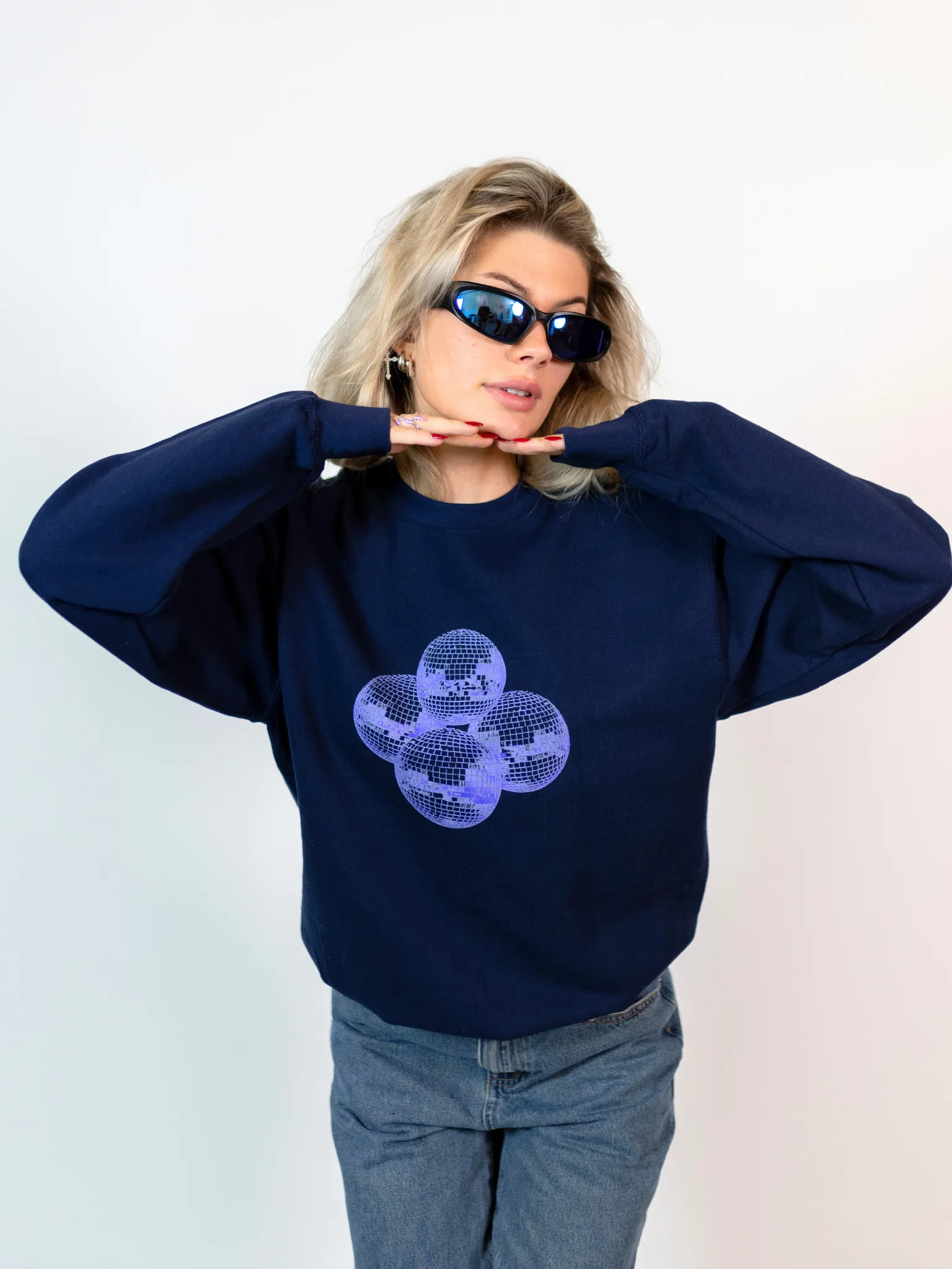 DISCO KUGLE (violet) SWEATSHIRT  - NAVY