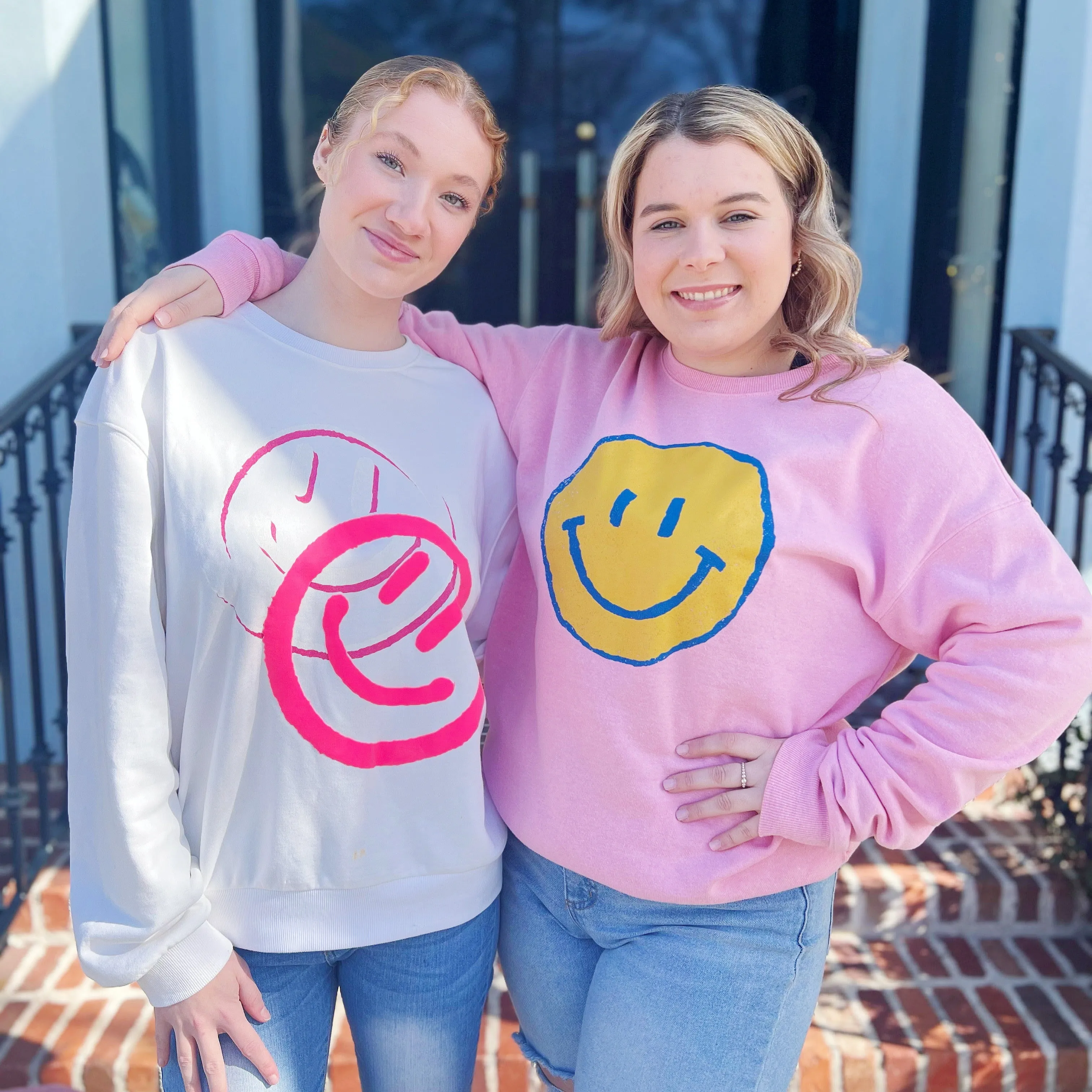 Double Smiley White Sweatshirt