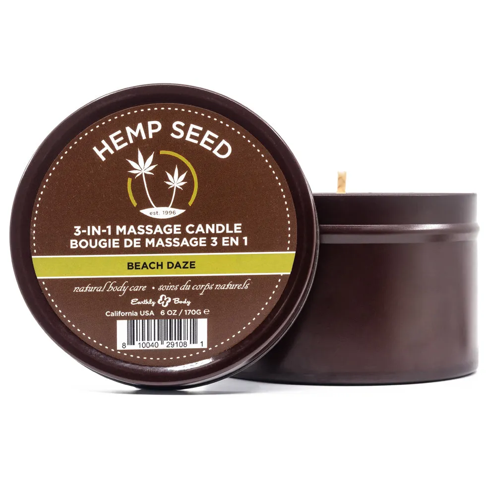 Earthly Body Hemp Seed 3-In-1 Massage Candle - Beach Daze Scent