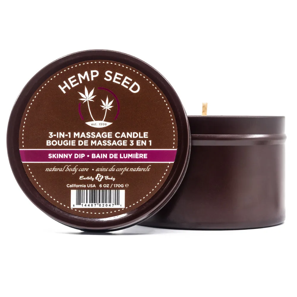 Earthly Body Hemp Seed 3-In-1 Massage Candle - Skinny Dip Scent